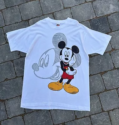 Buy Vintage Disney Mickey Mouse Print Single Stitch T-Shirt USA 90’s  • 18£