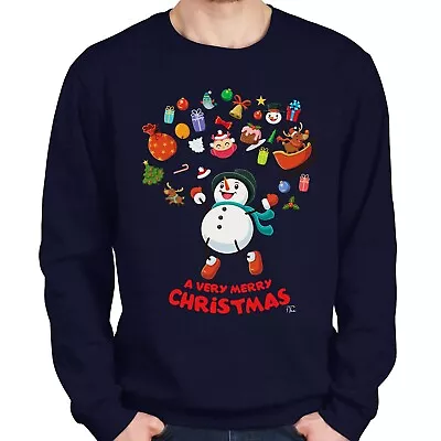 Buy 1Tee Mens Merry Christmas Snowman Surrounded By Christmas Favourites Jumper • 19.99£