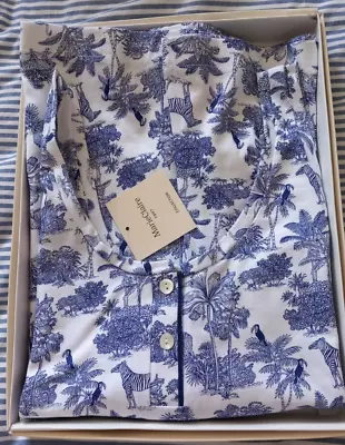 Buy BOXED Marie Claire SPAIN Spanish Pyjamas Size 42 Shorts Set Blue / White Palms • 15£