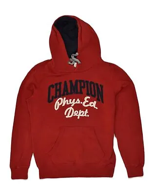 Buy CHAMPION Mens Graphic Hoodie Jumper Small Red Cotton YN08 • 15.72£
