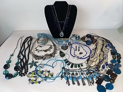 Buy Blue Boho Tones Mixed Costume Jewellery Beach Festival Holiday Great Condition • 16£