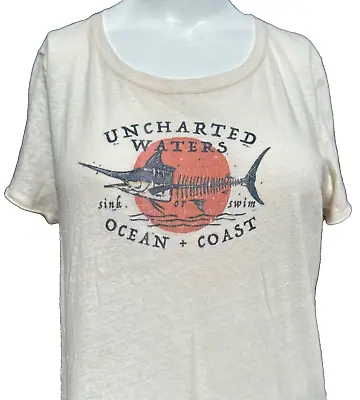 Buy Ocean Coast Xlarge Top Cream Uncharted Waters Marlin Fish Short Sleeve Round Nec • 4.55£