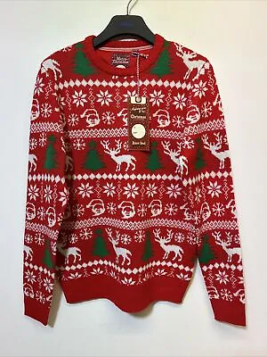 Buy Brave Soul Christmas Jumper Medium Santa/Reindeer Red - RRP £ 19.99 • 9.99£