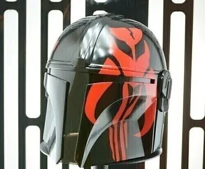 Buy The Mandalorian Helmet Black Solid Steel With Liner & Chin Strap Occasion Gift • 98.32£