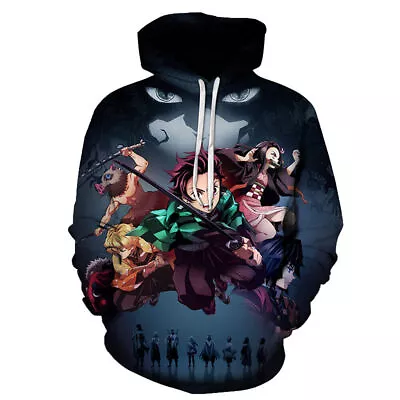 Buy Anime Demon Slayer Printed Hoodie Men Women Pullover Hooded Sweatshirt Tops UK • 24.59£