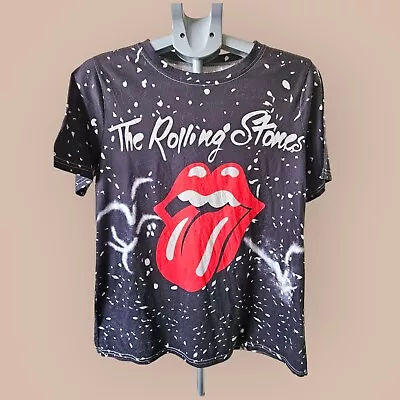 Buy The Rolling Stones Men's Tshirt Black Short Sleeve Rock Band Tie Dye Size Medium • 9.99£