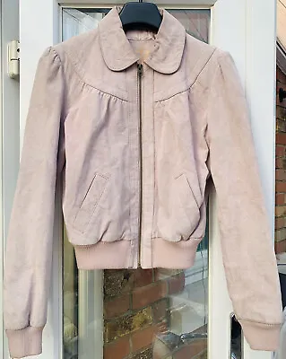 Buy New Look Vintage Ladies Pink Biker Real SUEDE-leather Jacket Coat UK12EU40 Good • 25.95£