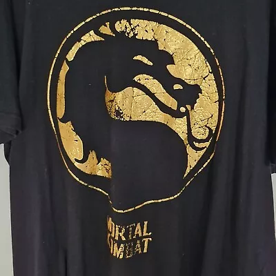 Buy Extra Large Official Mortal Kombat T Shirt 100% Cotton Black Gold Foil Logo • 14.97£