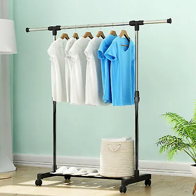 Buy Heavy Duty Metal Clothes Rail Storage Garment Shelf Hanging Display Stand Rack • 10.49£