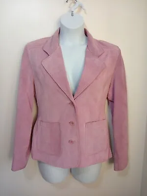 Buy Cotswold Sheepskin Candy Pink Suede Blazer Genuine Leather Jacket 14 Super Soft • 20£