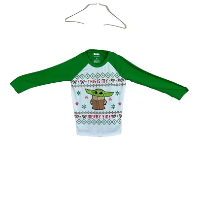 Buy StarWars Long Sleeve  Shirt Baby Yoda Din Grogu Youth Size 8 Christmas • 6.03£