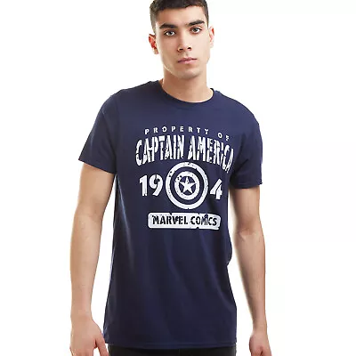 Buy Official Marvel Mens Property Of Captain America T-shirt Navy S-XXL • 13.99£
