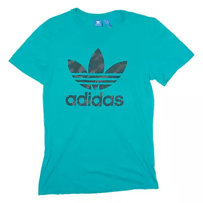 Buy ADIDAS ORIGINALS Camo Trefoil Logo Mens T-Shirt Blue Crew Neck M • 8.99£