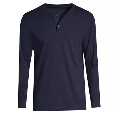 Buy Mens Long Sleeve T-shirt Grandad Buttons Neck Plain Cuff Casual Hanley Top M-3XL • 6.98£