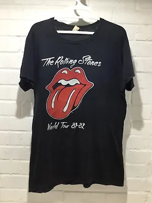 Buy Vintage Rolling Stones  Tour T-shirt World Tour 81-82 Screen Stars XL Black • 80£