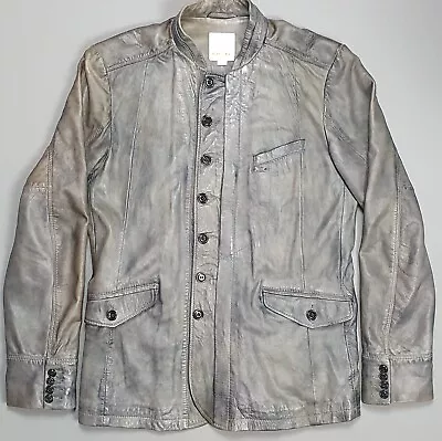 Buy Diesel Distressed Button-Front Leather Jacket Large Workwear Shacket Slim Fit • 99£