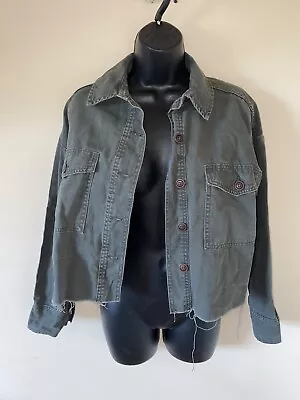 Buy Dark Green Cropped Denim Jacket Size 2Xs • 5£