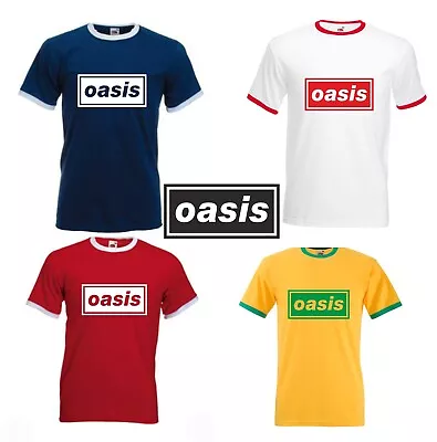 Buy Oasis Logo T Shirt Ringer Style Mens High Quality Print Concert 90s Indie Brit • 10.99£