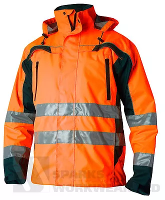 Buy Hi Vis Orange Waterproof  Shell Jacket High Visibility Clothing Top Swede • 64.30£