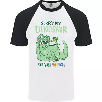 Buy My Dinosaur Ate Your Unicorn T-Rex Funny Mens S/S Baseball T-Shirt • 9.99£