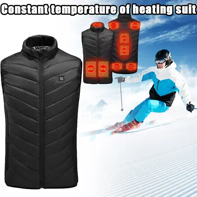 Buy USB Electric Heated Men Vest Jacket 9 Zone Warm Up Heating Pad Cloth Body Warmer • 10.99£