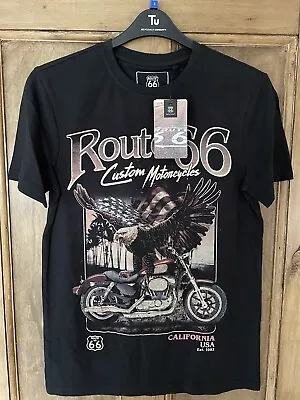 Buy Mens TU Route 66 Eagle Motorbike T-Shirt Black Size Small Brand New With Tags • 9.99£