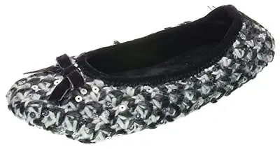 Buy ISOTONER Women Janel Knit Sequin Ballet Style Sipper Sturdy Sole Black Gray S5-6 • 25.57£