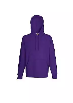 Buy Fruit Of The Loom Lightweight Mens Hooded Sweatshirt Purple Printed London Plain • 7.45£