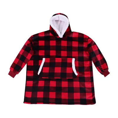 Buy Adult Plush Oversized Extra Long Blanket Hoodie Sherpa Fleece Hooded Sweatshirt • 14.95£