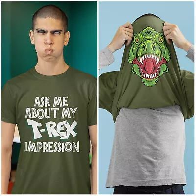 Buy Funny Flip T Shirt ASK ME ABOUT MY T-REX IMPRESSION Costume T Shirt Dinosaur Tee • 13.95£