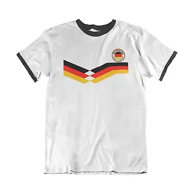 Buy Mens GERMANY Style Retro Strip Football 2022 T-Shirt German World Cup Organic • 10.99£