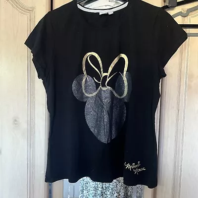 Buy Disney Minnie Mouse Black Silver Tee Shirt Size 16-18 Pretty (b17) • 5.99£
