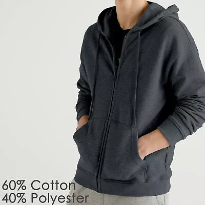 Buy Mens Hooded Sweatshirt Long Sleeved Full Zip Hoodie Zipper Pockets S M L XL XXL • 9.99£