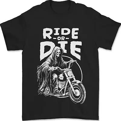 Buy Ride To Die Grim Reaper Biker Bicycle Skull Mens T-Shirt 100% Cotton • 7.99£