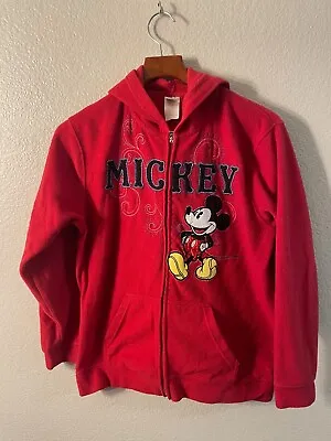 Buy Red Disney Mickey Mouse Zip Up Fleece Hoodie With Pockets Size Medium • 13.06£