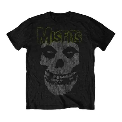 Buy The Misfits Classic Skull Distressed Logo Black T-Shirt - Rock Music Merch • 17.95£
