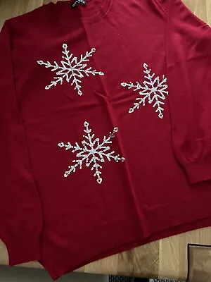 Buy Select Ladies Christmas Jumper Size Large Red • 7.50£