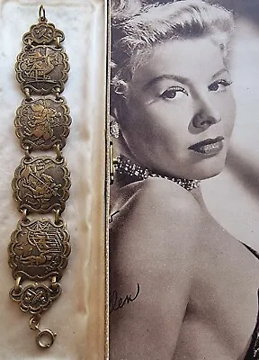 Buy Vintage Bracelet  Story Book Panel Knight Fairy Tale  Brass Costume Jewellery  • 11.99£
