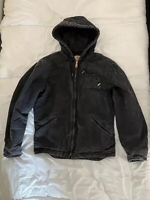 Buy Vtg Carhartt Sherpa Lined Duck Active Hooded Workwear Jacket Black Regular Small • 120£