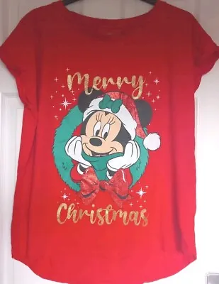 Buy Excellent Condition Disney Mickey Mouse Red Xmas T Shirt Size 18 • 3.95£