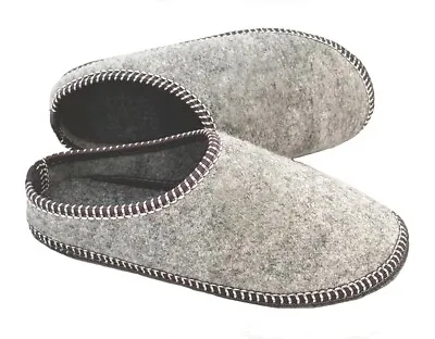 Buy Women Ladies Slippers Warm Grey Felt Wool Slip On Mules Indoor Lightweight  • 15.99£