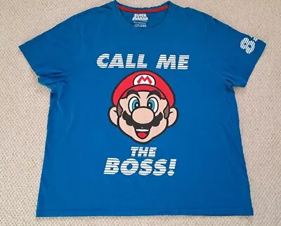 Buy Super Mario Nintendo Mens Blue T-Shirt Size 2XL Chest 48-50in • 3.99£