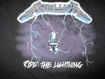 Buy Black Repro METALLICA Ride The Lightning T Shirt XL 100% Cotton • 15.15£