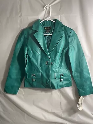 Buy Women’s Metrostyle Green Genuine Leather Jacket Size 4 New With Tags • 28.41£