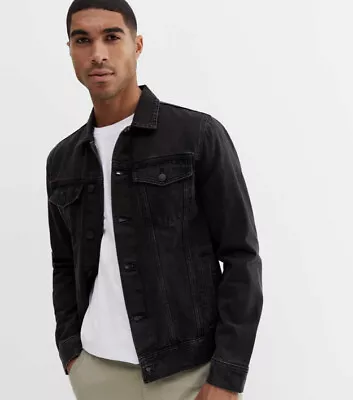 Buy New Look Distressed Mens Black Denim Western Jacket Size M Rrp £32.99 • 24.99£