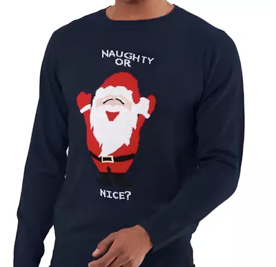 Buy Ladies Christmas Jumper Funny Naughty Or Nice Santa Xmas Novelty Jumper • 10.86£