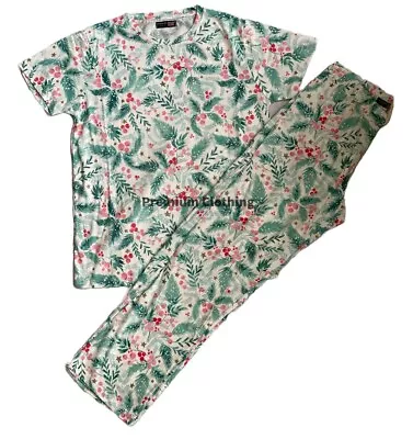 Buy Ladies Womens Pyjamas Pj Set Nightwear Lounge Wear Cotton Pyjama Top + Trousers • 11.39£