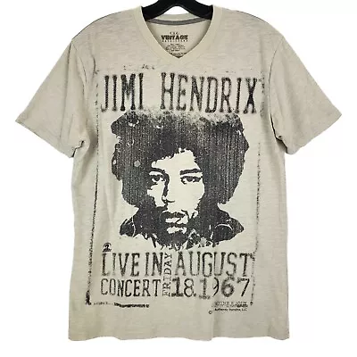 Buy JIMI HENDRIX Shirt Adult Large Beige LIVE IN CONCERT Band Merch CLG Vintage • 17.88£