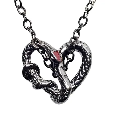 Buy Black Snake Pendant Necklace Jewellery Heart Reptile 18  Chain Metal Unisex Gift • 3.95£