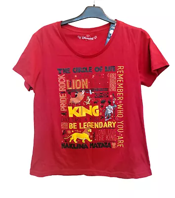Buy The Lion King T Shirt Disneyland Paris  Red Short Sleeve Quotes Top Size L  • 15£
